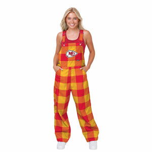 Kansas City Chiefs NFL Womens Plaid Bib Overalls