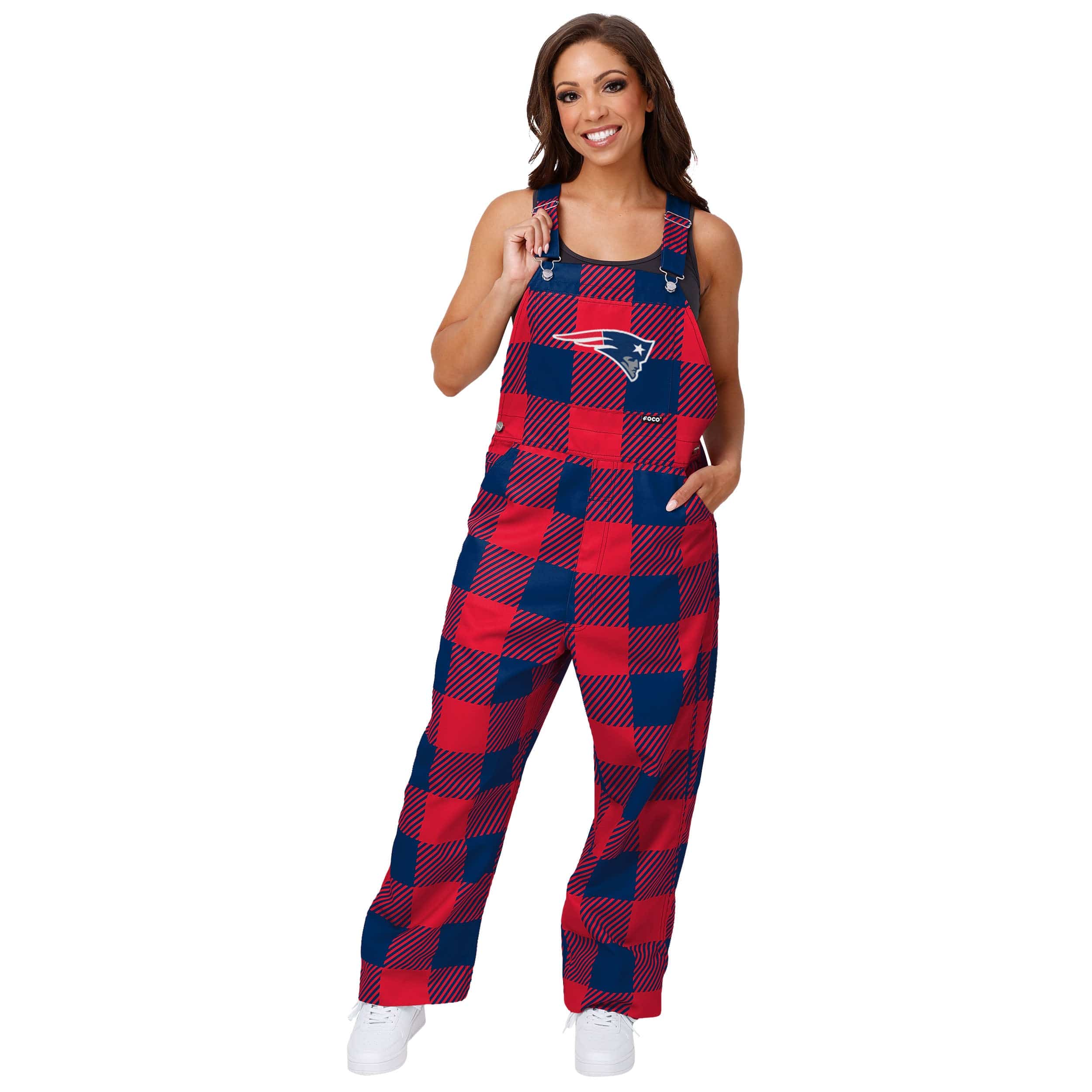 FOCO Dallas Cowboys Womens Plaid Bib Overalls, Size: XL