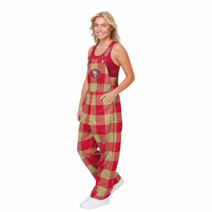 San Francisco 49ers NFL Womens Plaid Bib Overalls