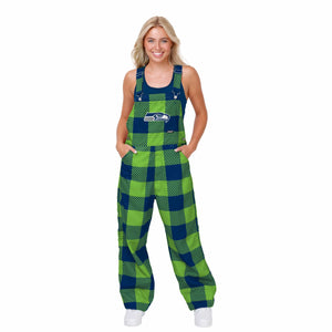 Seattle Seahawks NFL Womens Plaid Bib Overalls