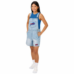 Buffalo Bills NFL Womens Big Logo Denim Bib Shortalls