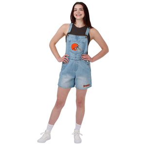 Cleveland Browns NFL Womens Big Logo Denim Bib Shortalls
