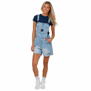 Dallas Cowboys NFL Womens Big Logo Denim Bib Shortalls