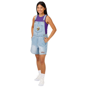 Minnesota Vikings NFL Womens Big Logo Denim Bib Shortalls