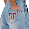 San Francisco 49Ers Womens Big Logo Denim Bib Shortalls
