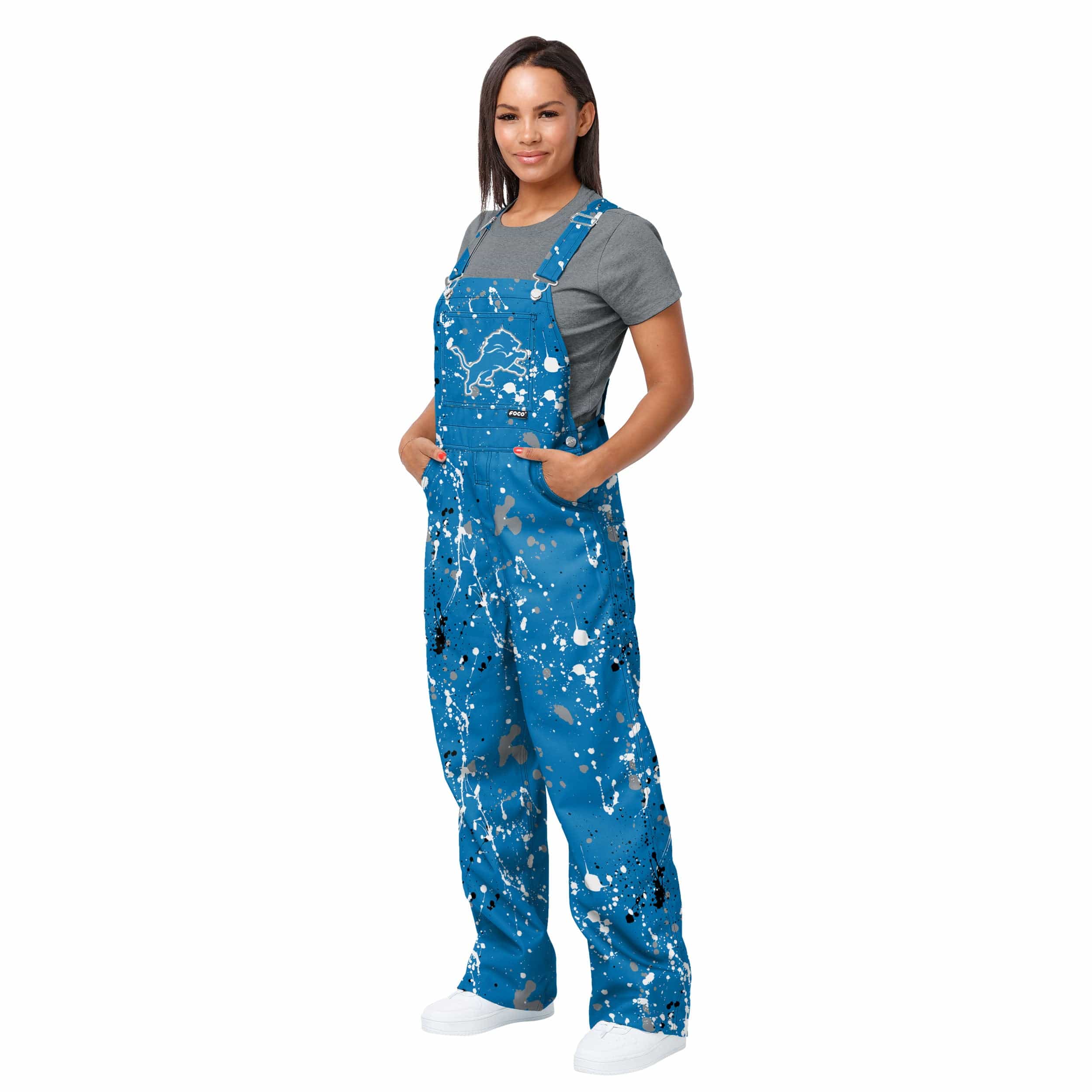 FOCO Los Angeles Rams Womens Plaid Bib Overalls, Size: 2XL