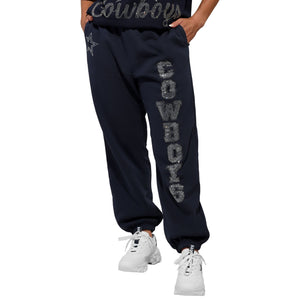 Dallas Cowboys NFL Womens Big Wordmark Rhinestone Sweatpants (PREORDER - SHIPS MID NOVEMBER)