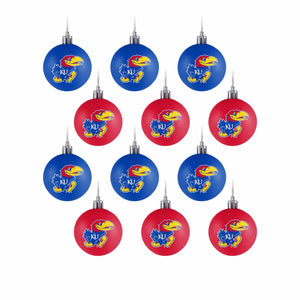 Kansas Jayhawks NCAA 12 Pack Ball Ornament Set