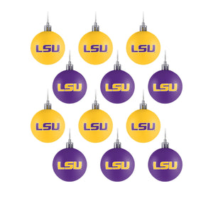 LSU Tigers NCAA 12 Pack Ball Ornament Set