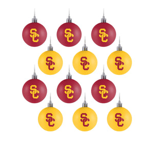 USC Trojans NCAA 12 Pack Ball Ornament Set
