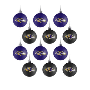 Baltimore Ravens NFL 12 Pack Ball Ornament Set