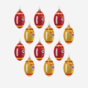 Kansas City Chiefs NFL 12 Pack Football Ornament Set