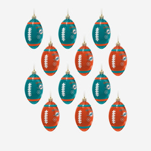 Miami Dolphins NFL 12 Pack Football Ornament Set