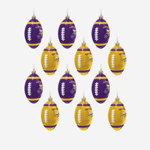 Minnesota Vikings NFL 12 Pack Football Ornament Set