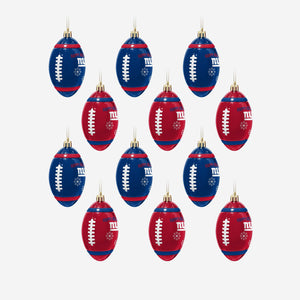 New York Giants NFL 12 Pack Football Ornament Set