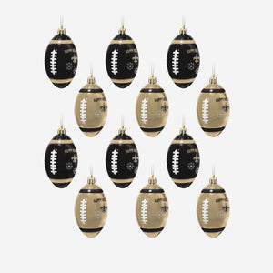 New Orleans Saints NFL 12 Pack Football Ornament Set
