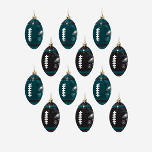 Philadelphia Eagles NFL 12 Pack Football Ornament Set