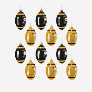 Pittsburgh Steelers NFL 12 Pack Football Ornament Set