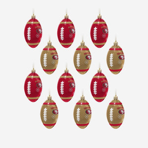 San Francisco 49ers NFL 12 Pack Football Ornament Set