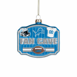 Detroit Lions NFL Blown Glass Fan Cave Ornament
