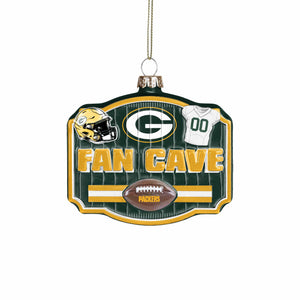 Green Bay Packers NFL Blown Glass Fan Cave Ornament