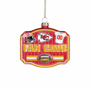 Kansas City Chiefs NFL Blown Glass Fan Cave Ornament