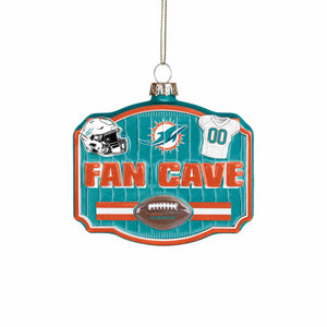 Miami Dolphins NFL Blown Glass Fan Cave Ornament