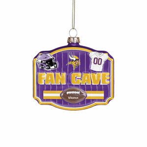 Minnesota Vikings NFL Blown Glass Fan Cave Ornament
