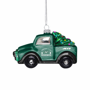 New York Jets NFL Blown Glass Truck Ornament