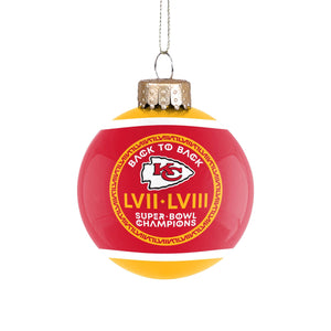 Kansas City Chiefs NFL Super Bowl LVIII Champions Glass Ball Ornament