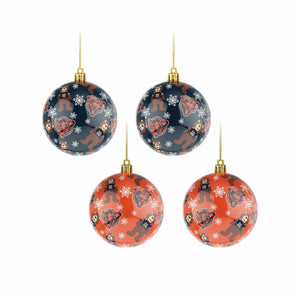 Chicago Bears NFL 4 Pack Ball Mascot Ornament Set