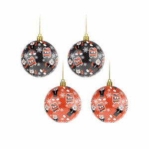 Cincinnati Bengals NFL 4 Pack Ball Mascot Ornament Set