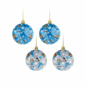 Detroit Lions NFL 4 Pack Ball Mascot Ornament Set