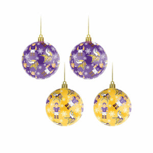 Minnesota Vikings NFL 4 Pack Ball Mascot Ornament Set