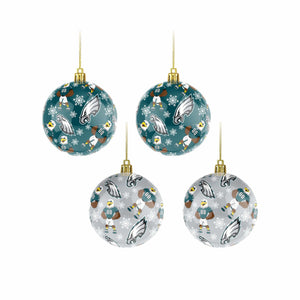Philadelphia Eagles NFL 4 Pack Ball Mascot Ornament Set