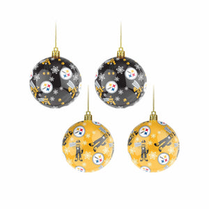 Pittsburgh Steelers NFL 4 Pack Ball Mascot Ornament Set