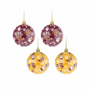 Washington Commanders NFL 4 Pack Ball Mascot Ornament Set