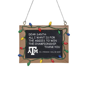 Texas A&M Aggies NCAA Chalkboard Sign Ornament