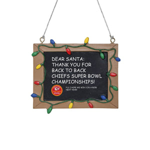 Kansas City Chiefs NFL Super Bowl LVIII Champions Resin Chalkboard Sign Ornament