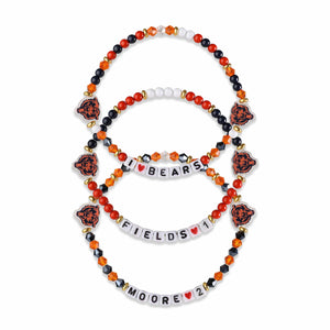 Chicago Bears NFL Justin Fields & DJ Moore 3 Pack Player Friendship Bracelet