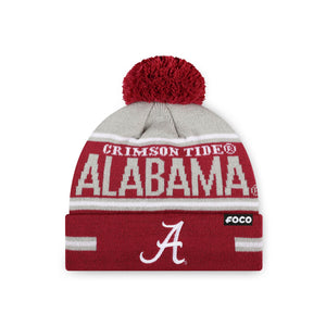 Alabama Crimson Tide NCAA Big Wordmark Stripe Pom Beanie