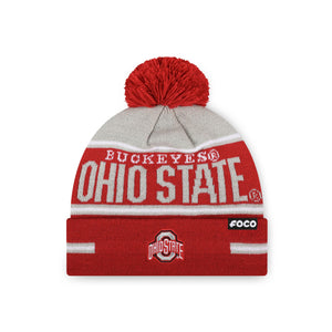 Ohio State Buckeyes NCAA Big Wordmark Stripe Pom Beanie