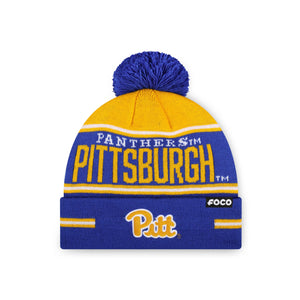 Pittsburgh Panthers Big Wordmark Stripe Pom Beanie