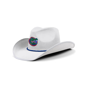 Florida Gators NCAA White Rhinestone Logo Cowboy Hat