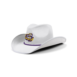 LSU Tigers NCAA White Rhinestone Logo Cowboy Hat