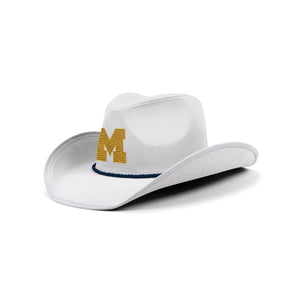 Michigan Wolverines NCAA White Rhinestone Logo Cowboy Hat