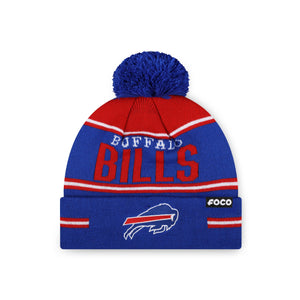 Buffalo Bills NFL Big Wordmark Stripe Pom Beanie