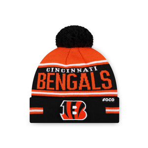 Cincinnati Bengals NFL Big Wordmark Stripe Pom Beanie