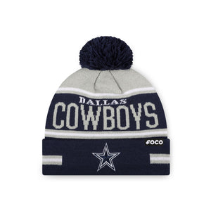 Dallas Cowboys NFL Big Wordmark Stripe Pom Beanie