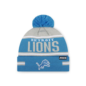 Detroit Lions NFL Big Wordmark Stripe Pom Beanie
